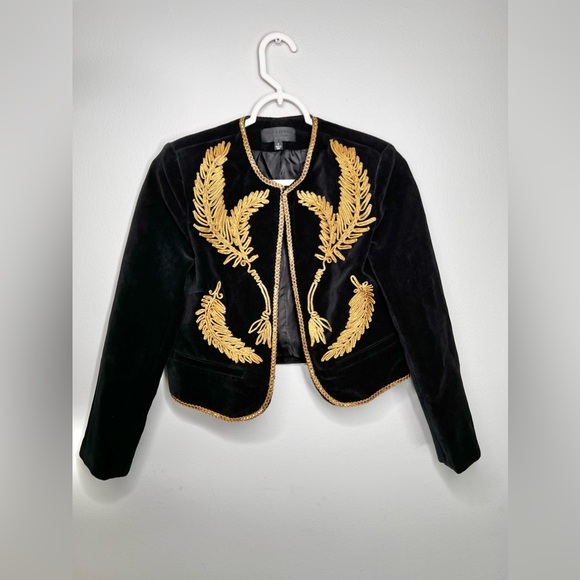 Nili Lotan Patsy Gold Embroidered  Jacket Black Velvet Floral Size XS /O EUC - Picture 4 of 11